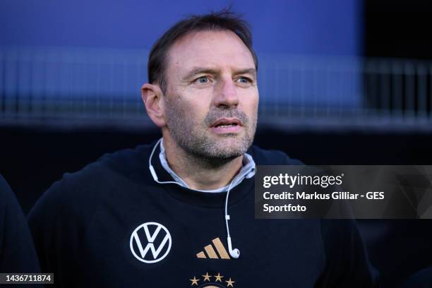 Assistant coach Jens Nowotny of Germany prior to the international friendly between Germany U19 and Spain U19 at Kramski Arena on October 25, 2022 in...