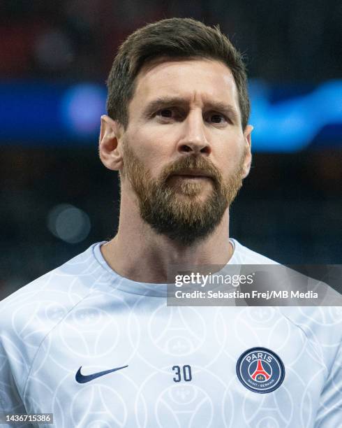 Lionel Messi of Paris Saint-Germain looks on during the UEFA Champions League group H match between Paris Saint-Germain and Maccabi Haifa FC at Parc...