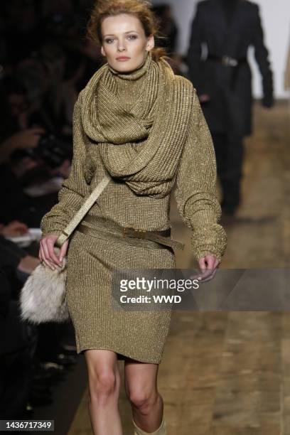 Model on the runway at Michael Kors\' fall 2010 show.