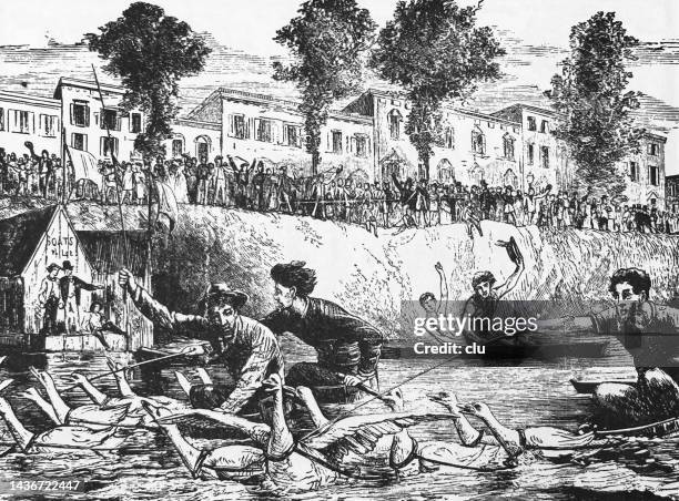 chicago, goose races on the river - chicago river people stock illustrations