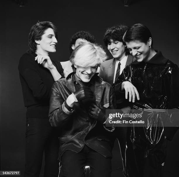 English band Japan posed in London in October 1980. Left to right: Steve Jansen, Rob Dean , David Sylvian, Richard Barbieri and Mick Karn .