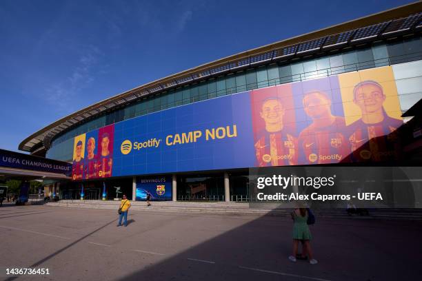 General view outside the stadium ahead of the UEFA Champions League group C match between FC Barcelona and FC Bayern München at Spotify Camp Nou on...