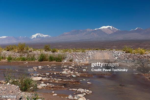 cerro mercedario seen from barreal, argentina - san juan province stock pictures, royalty-free photos & images