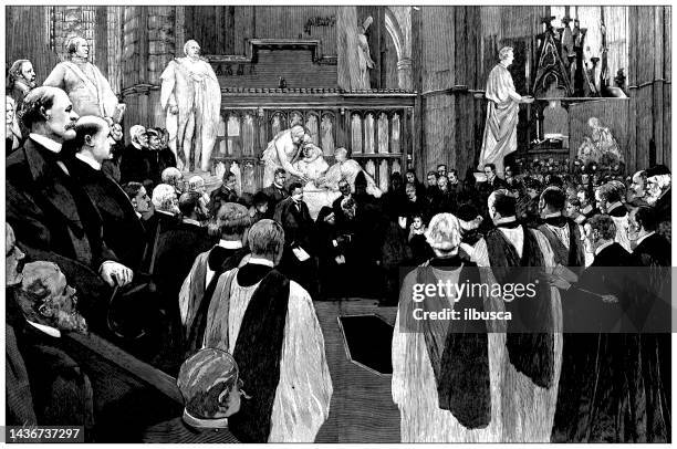 antique image: william gladstone funeral, london - funeral procession stock illustrations