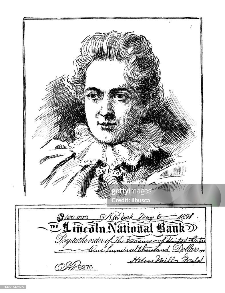 Antique image: Spanish American war, Miss Gould and her 100000 dollars check