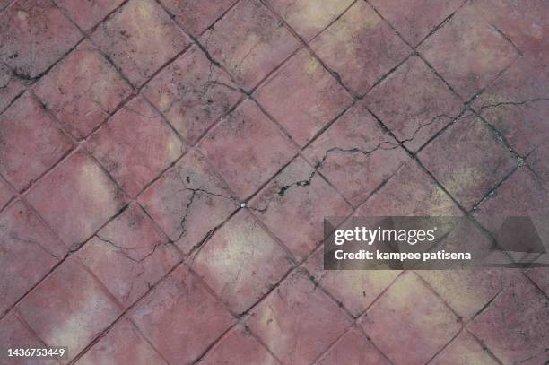 full frame shot of terracotta floor tiles - テラコッタ ストックフォトと画像