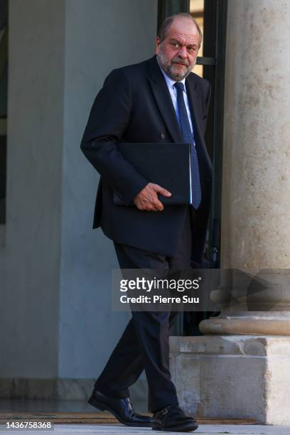 Justice Minister Éric Dupond-Moretti leaves after a Cabinet Meeting at the Elysée palace on October 26, 2022 in Paris, France.