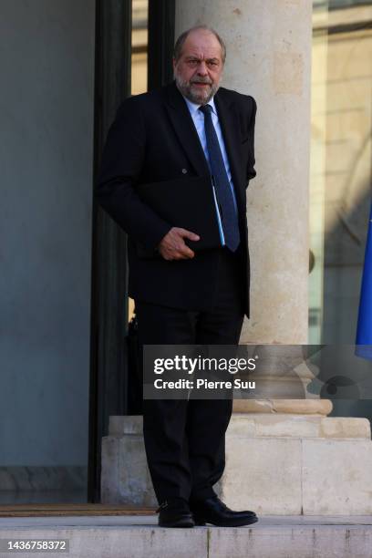 Justice Minister Éric Dupond-Moretti leaves after a Cabinet Meeting at the Elysée palace on October 26, 2022 in Paris, France.