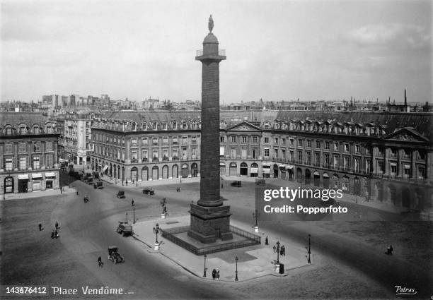 The Place Vendome in the 1st arrondissement of Paris, circa 1915. In the centre is the Vendome Column, erected by Napoleon I to commemorate his...