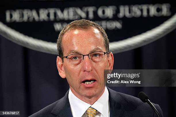 Assistant U.S. Attorney General Lanny Breuer of the Criminal Division speaks during a news conference to announce Medicare Fraud Strike Force law...