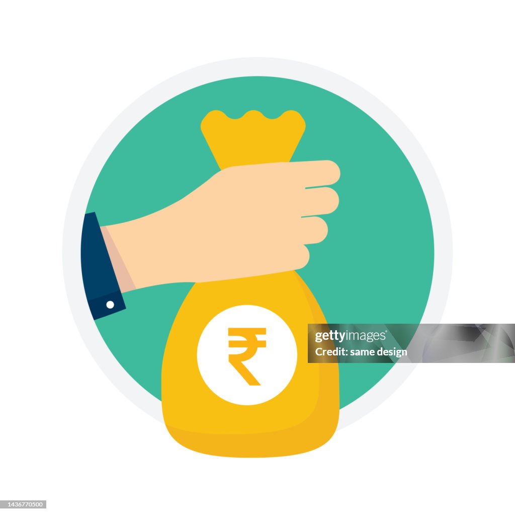 Rupees System Handholding Money Bag With Indian Rupee System High-Res Vector Graphic ...