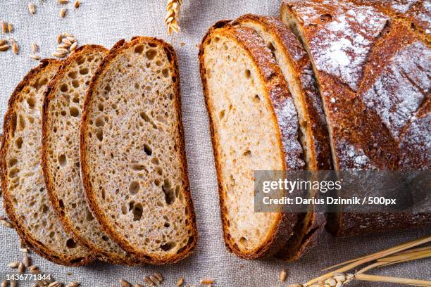 delicious mixed rye bread,also called gray bread - pane a lievito naturale foto e immagini stock