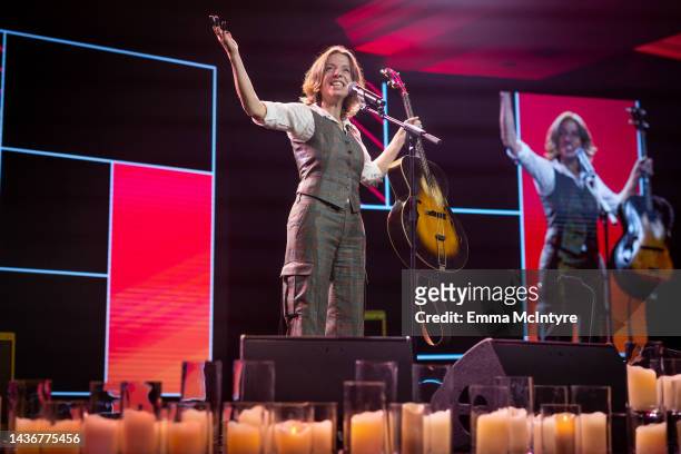 Ani DiFranco performs onstage during The 2022 MAKERS Conference at Waldorf Astoria Monarch Beach on October 25, 2022 in Dana Point, California.