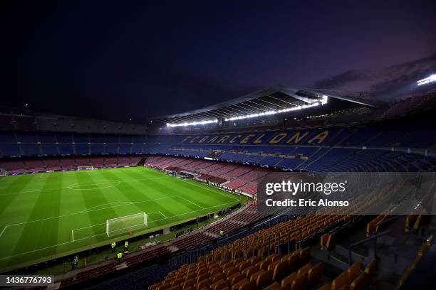 General view inside the stadium prior to the UEFA Champions League group C match between FC Barcelona and FC Bayern München at Spotify Camp Nou on...