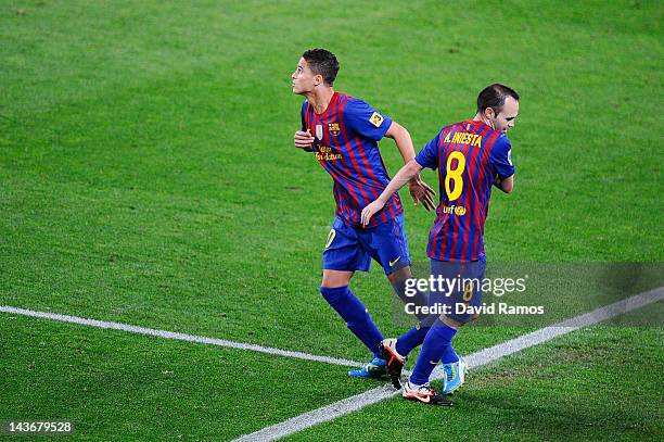 Ibrahim Afellay of FC Barcelona comes on for Andres Iniesta of FC Barcelona during the La Liga match between FC Barcelona and Malaga CF at Camp Nou...