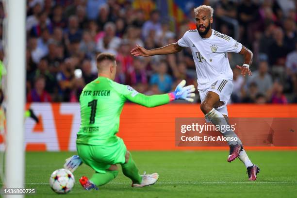 Eric Maxim Choupo-Moting of Bayern Munich scores their team's second goal during the UEFA Champions League group C match between FC Barcelona and FC...