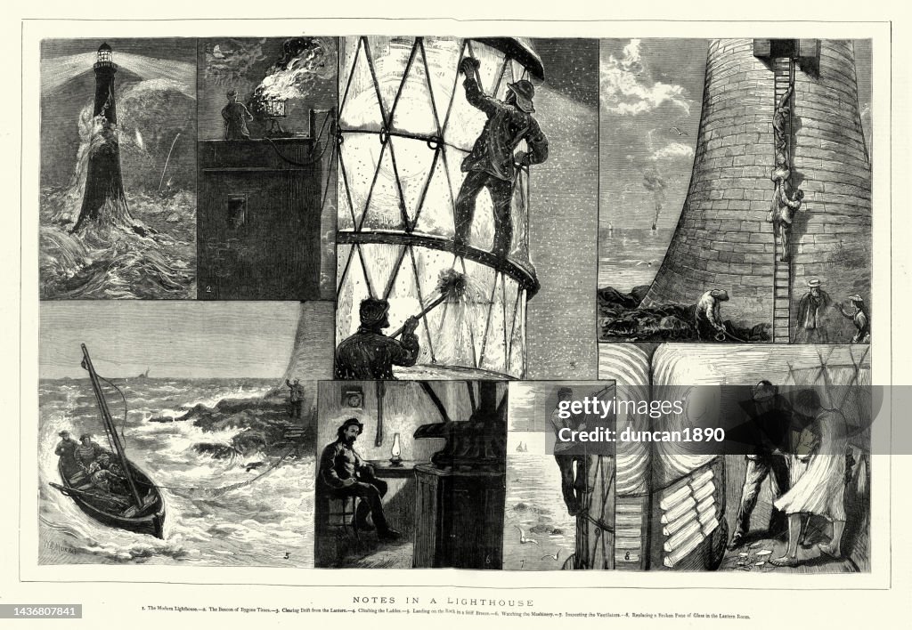 Victorian lighthouse keepers, Supplies, cleaning lantern, 1870s, 19th Century