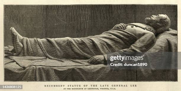 liegende statue von general robert lee, mausoleum in lexington, virginia, 1876 19. jahrhundert - csa archive stock-grafiken, -clipart, -cartoons und -symbole