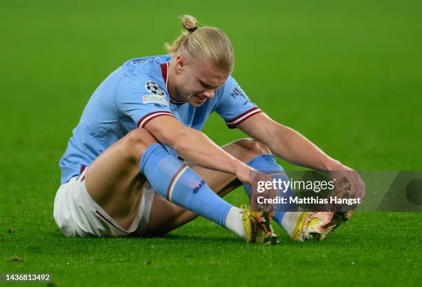 Erling Haaland of Manchester City shows his disappointment during the UEFA Champions League group G match between Borussia Dortmund and Manchester...