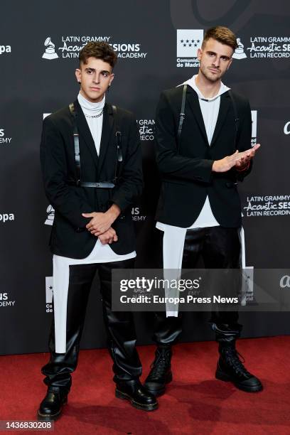 The musical duo, Adexe y Nau, pose at the photocall of the Latin Grammy Acoustic Concert to honor this year's Latin GRAMMY nominees at the Plaza de...