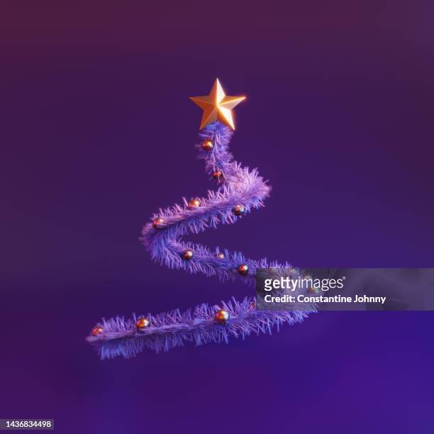 abstract purple christmas tree - neon gold stock pictures, royalty-free photos & images