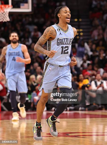 Ja Morant of the Memphis Grizzlies against the Houston Rockets at Toyota Center on October 21, 2022 in Houston, Texas. NOTE TO USER: User expressly...