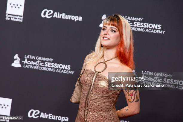 Alba Reche attends the Latin Grammy Acoustic Sessions photocall at Las Ventas Bullring on October 26, 2022 in Madrid, Spain.