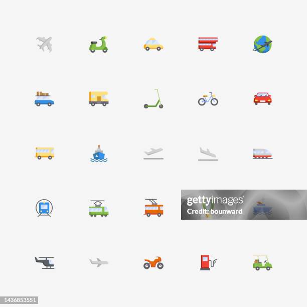 transport flach icons - mini bus stock-grafiken, -clipart, -cartoons und -symbole