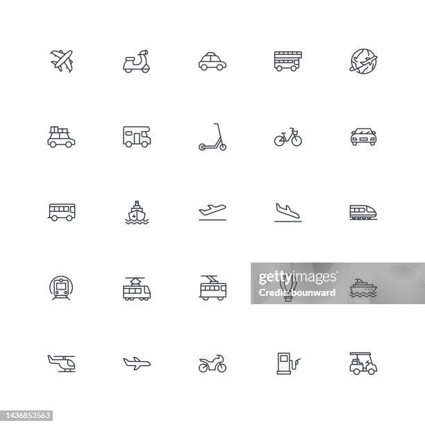 ilustrações, clipart, desenhos animados e ícones de ícones da linha de transporte traçado editável - taxista