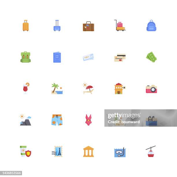 travel flat icons - bankpas stock-grafiken, -clipart, -cartoons und -symbole