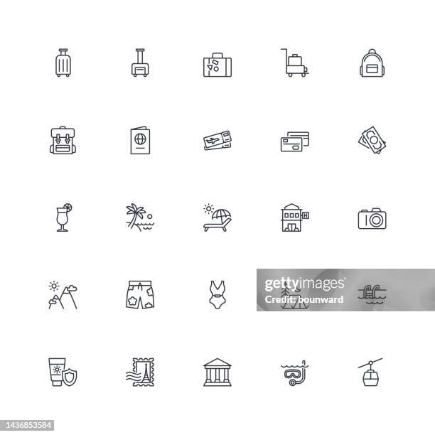 travel line icons editable stroke - bermuda shorts stock illustrations