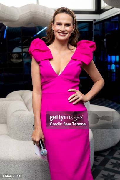 Francesca Cumani at Paramount Marquee during media preview day in the Birdcage at Flemington Racecourse on October 27, 2022 in Melbourne, Australia.