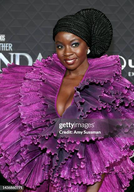 Danai Gurira attends Marvel Studios' "Black Panther: Wakanda Forever" premiere at Dolby Theatre on October 26, 2022 in Hollywood, California.