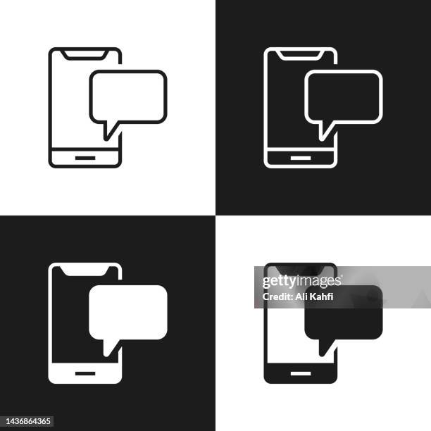 smartphone with chat icon - new text message stock illustrations