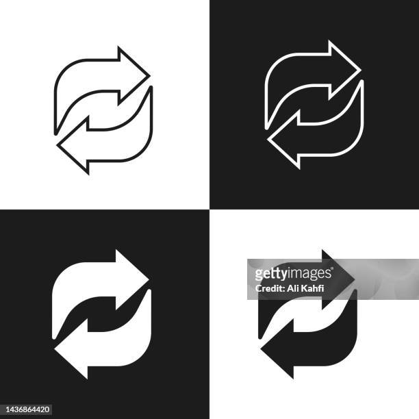 icon swap resumes, spinning arrows in circle, vector symbol sync, renewable product exchange, change renew - revolving door stock illustrations