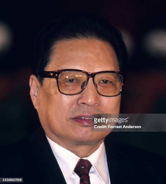 Chinese vice premier Qiao Shi, 45th National Day reception, Great Hall of the People, Beijing, China, September 30, 1994.