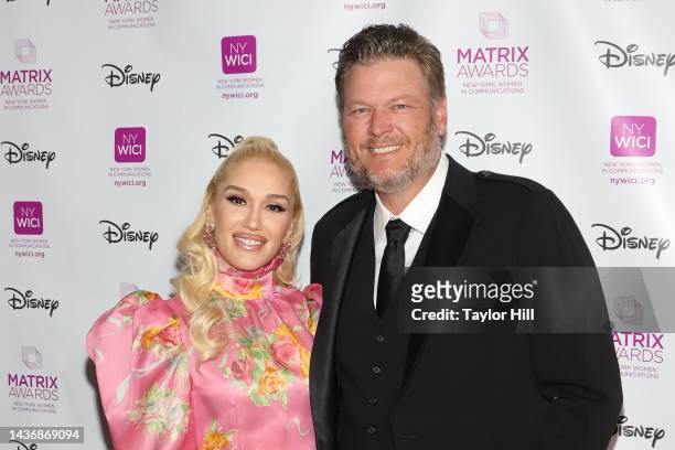 Gwen Stefani and Blake Shelton attend the 2022 Matrix Awards at The Ziegfeld Ballroom on October 26, 2022 in New York City.