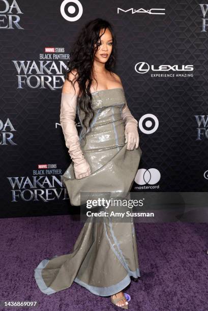 Rihanna attends Marvel Studios' "Black Panther: Wakanda Forever" premiere at Dolby Theatre on October 26, 2022 in Hollywood, California.