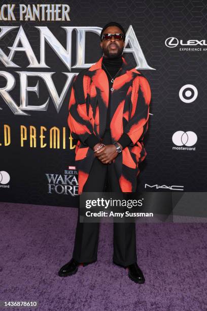 Winston Duke attends Marvel Studios' "Black Panther: Wakanda Forever" premiere at Dolby Theatre on October 26, 2022 in Hollywood, California.