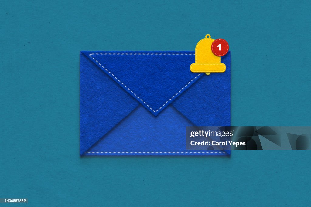 Blue envelope with notification-Email concept