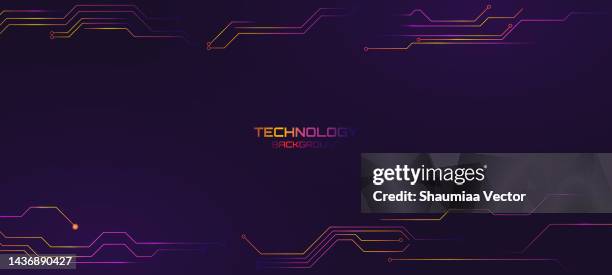 wide background with various technological elements. hi-tech computer digital technology concept. abstract technology communication. neon glowing lines. speed and motion blur over dark background - heads up display video game stock illustrations