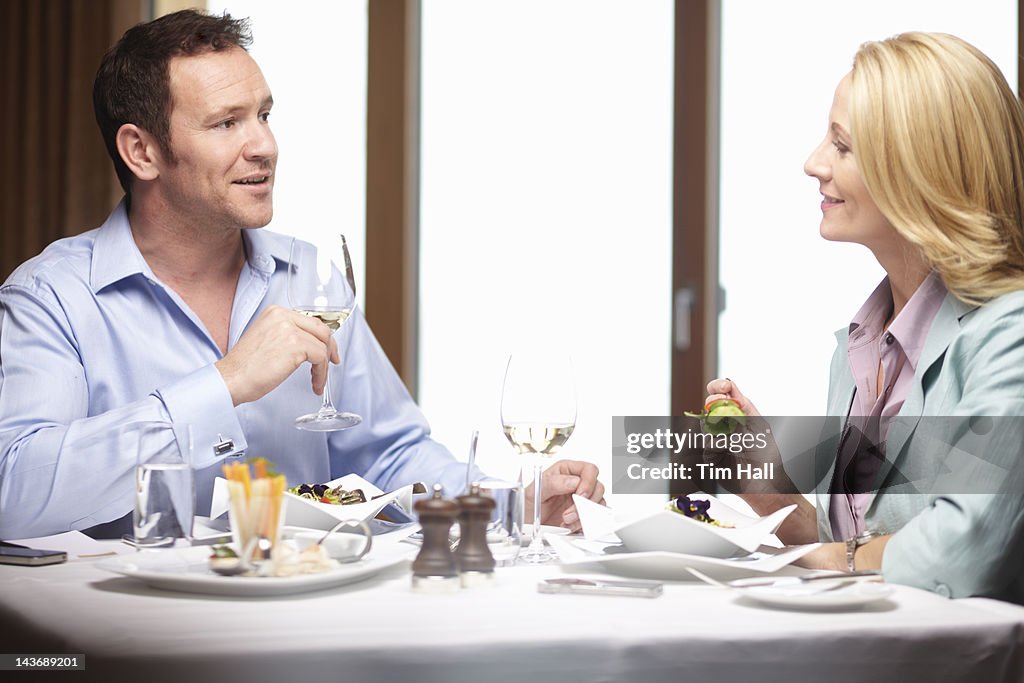 Business people talking in cafe