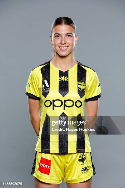 Claudia Cicco poses during the Wellington Phoenix 2022-23 A-League Womens headshots session at NZCIS on October 27, 2022 in Wellington, New Zealand.