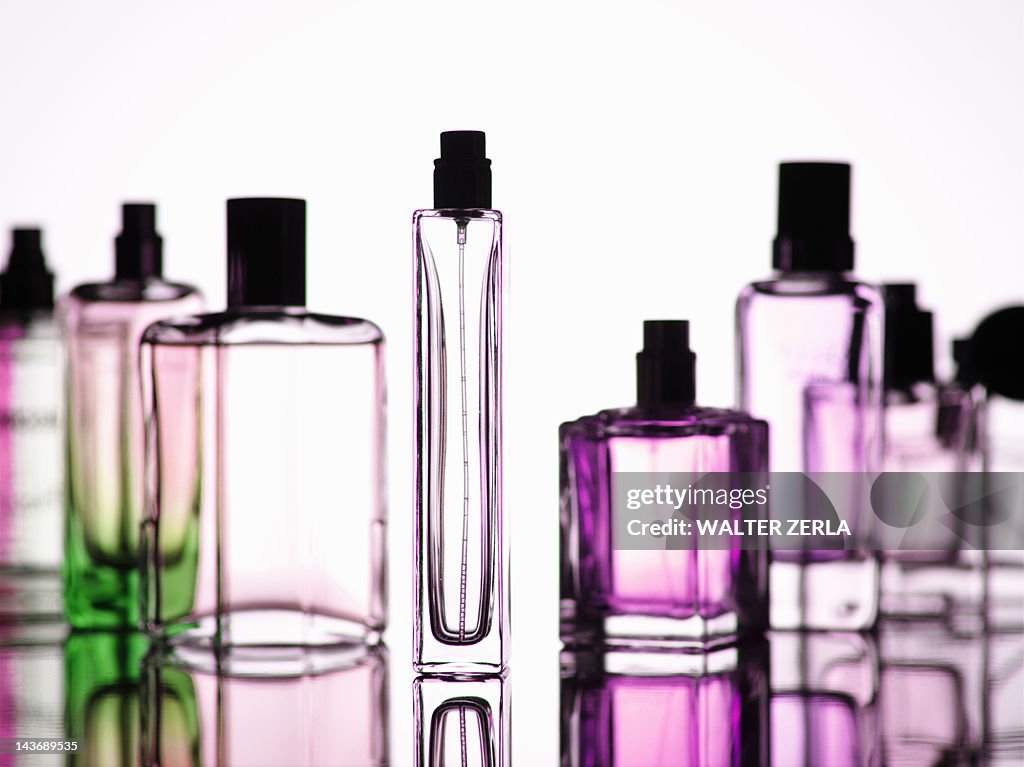 Close up of perfume bottles