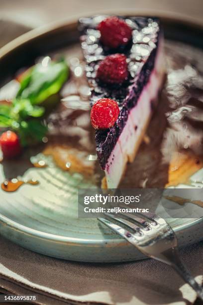 fresh spring cream cake with raspberries - slice of cake stock pictures, royalty-free photos & images