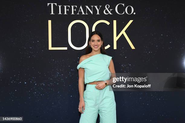 Adria Arjona attends as Tiffany & Co. Celebrates the launch of the Lock Collection at Sunset Tower Hotel on October 26, 2022 in Los Angeles,...