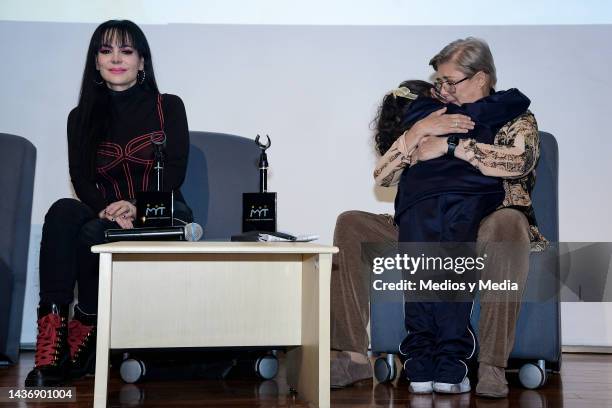 Maribel Guardia and Cecilia Blanchet attends during the presentation of the book 'Amor & Dolor' at Museo de Memoria y Tolerancia on October 26, 2022...