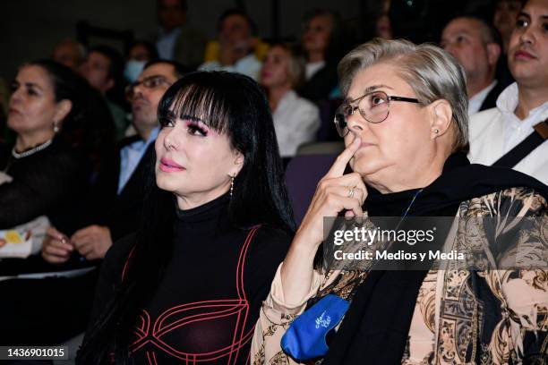 Maribel Guardia and Cecilia Blanchet attends during the presentation of the book 'Amor & Dolor' at Museo de Memoria y Tolerancia on October 26, 2022...