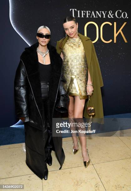 Kim Kardashian and Miranda Kerr attend as Tiffany & Co. Celebrates the launch of the Lock Collection at Sunset Tower Hotel on October 26, 2022 in Los...