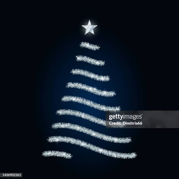 tinsel christmas tree - tinsel stock illustrations
